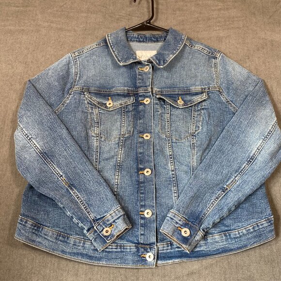 Jessica Simpson Button Up Jean Jacket Cotton/Polyester/Spandex Womens size XL - Picture 1 of 9